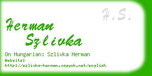herman szlivka business card